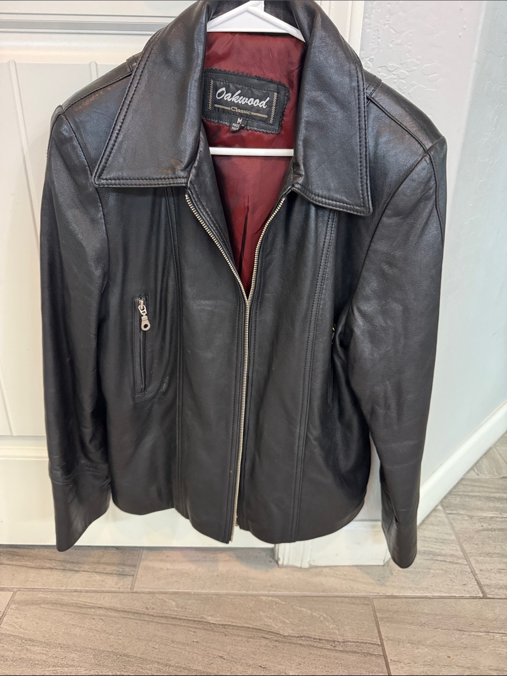 Oakwood Black Leather Zip-Front Jacket